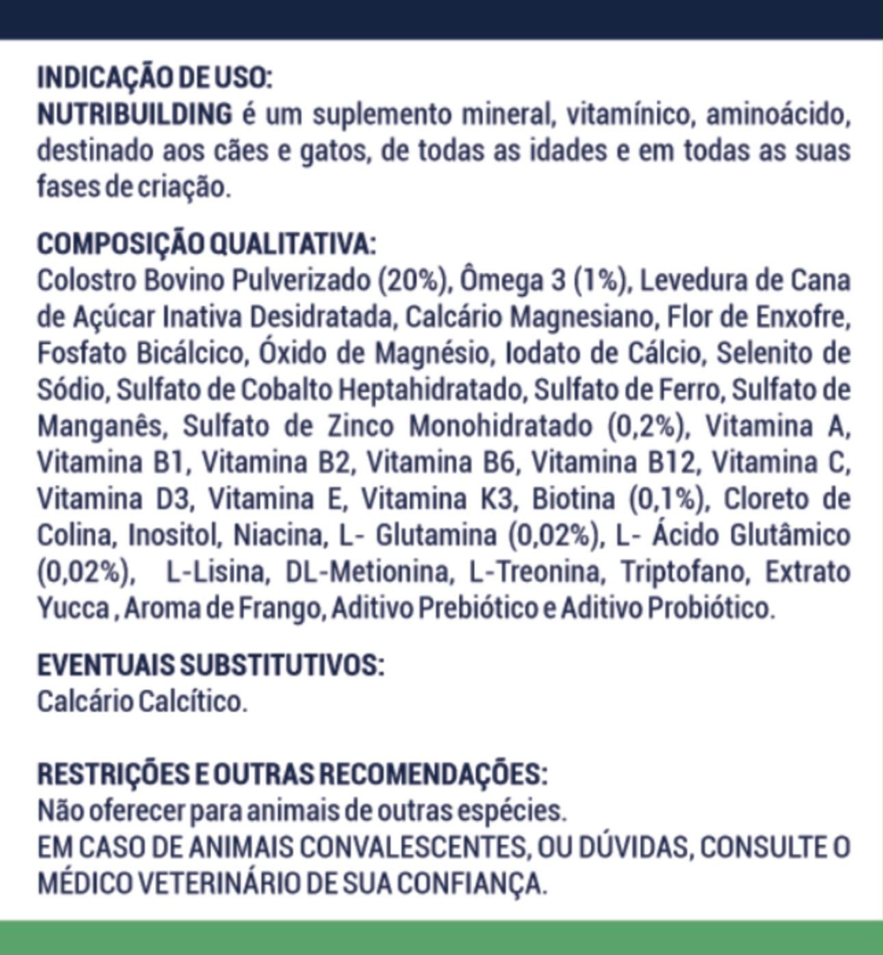 NUTRIBUILDING COM COLOSTRO: SUPLEMENTO PARA CÃES & GATOS 250g - Imagem 6
