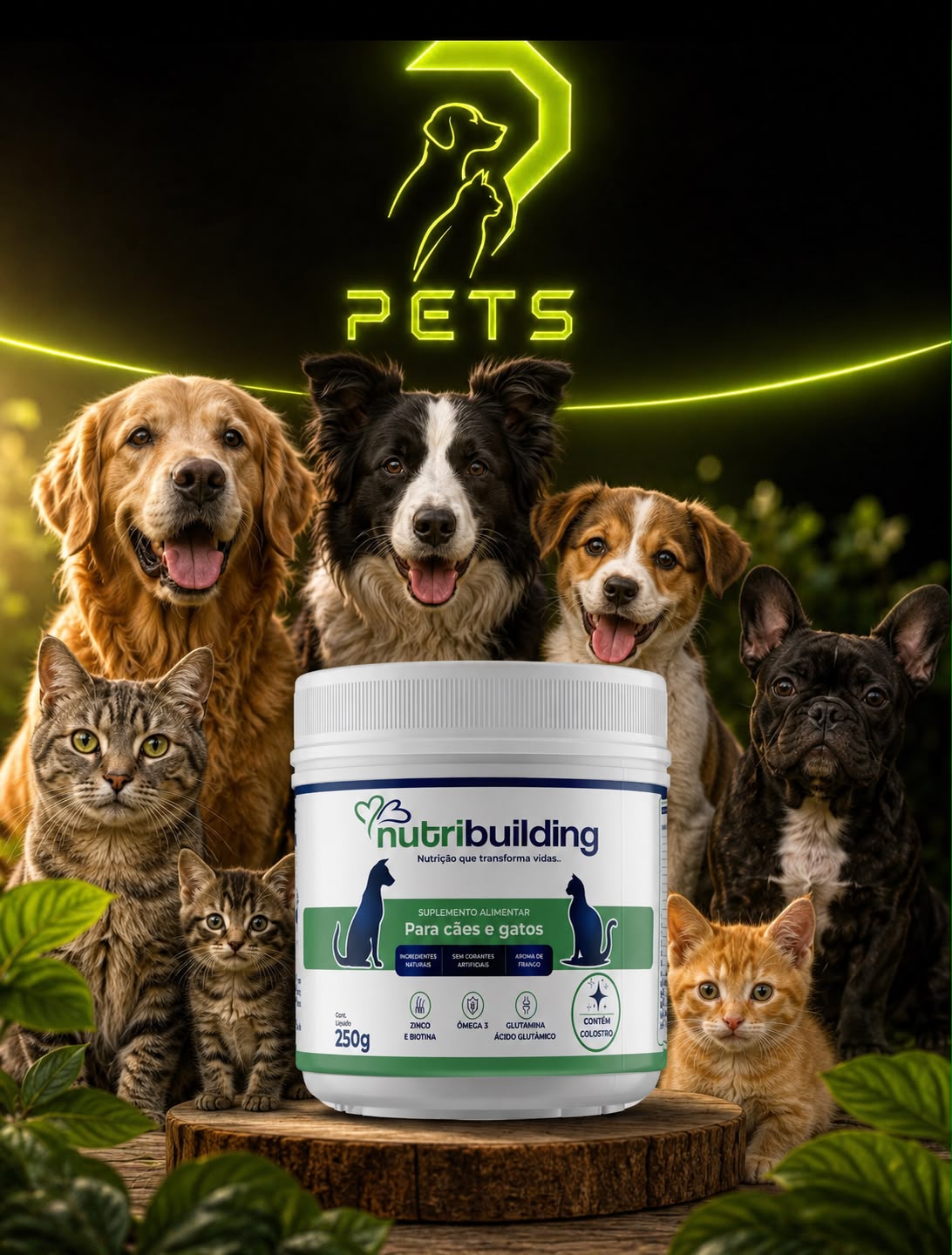 NUTRIBUILDING COM COLOSTRO: SUPLEMENTO PARA CÃES & GATOS 250g